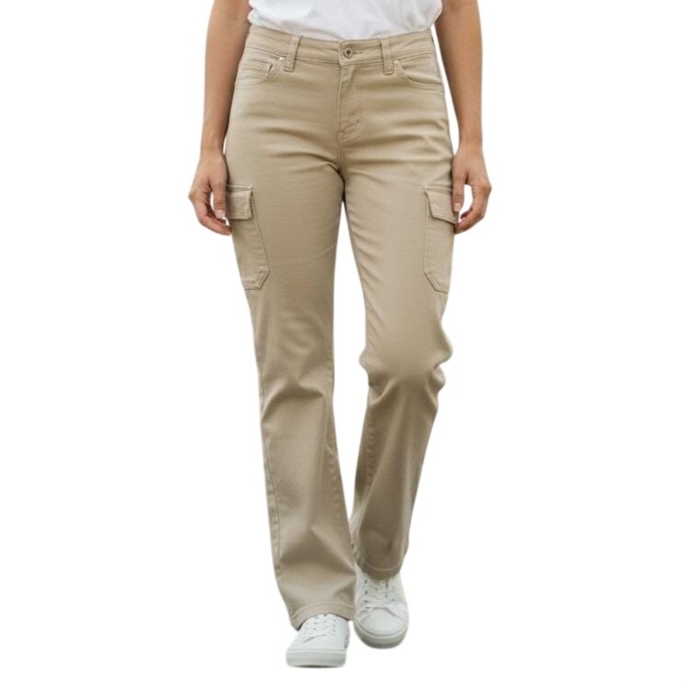 PAIGE Women's Khaki Cargo Flare Jeans